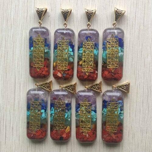 Fashion beautiful retro colorful natural amethysts lapis 7 colors stone Orgone pendants jewelry free shipping Wholesale 8pcs/lot