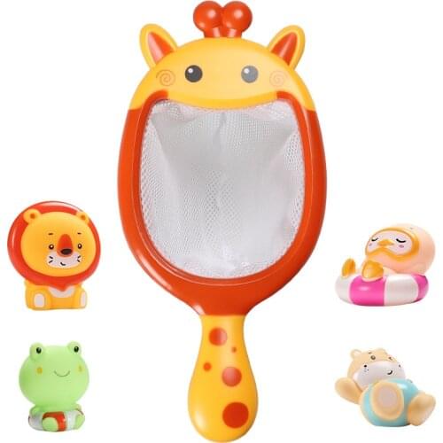 Bath Toys Set Fishing 6pcs Animals Giraffe Net fishing Duck Fish Kids Toy Swimming Summer Play Water Doll Water Bathroom Toys