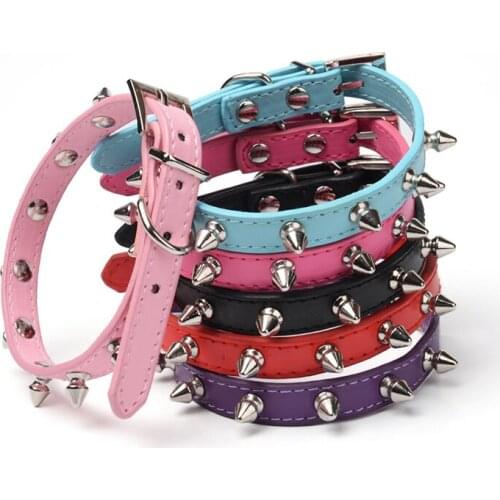 Pet Collar Single Row Rivet Anti-bite PU Adjustable Dog Collar Suitable for Large Medium and Small Dog Collar Pet Accessories