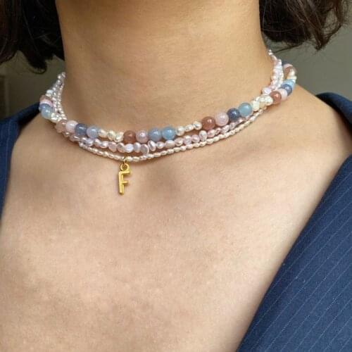 Baroque Natural Pearl Color Stone Beaded Necklace Elegant Temperament Fashion Creative Design Female Jewelry Gift 2021 New