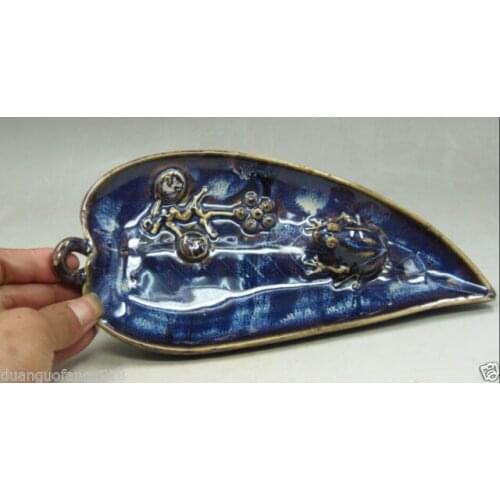 Collectible Decorate porcelain frog on leaves statue Walls Plate Pendant