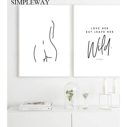 Sexy Line Drawing Woman Body Abstract Poster Simplicity Canvas Print Black White Wall Art Pictures Canvas Painting Nordic Decor