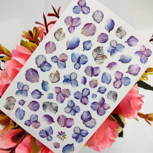 Romantic Purple Flowers Leaf Stickers for Nails Designer Adhesive 3D Sliders Foil Nail Art Decoraciones everything for Manicure