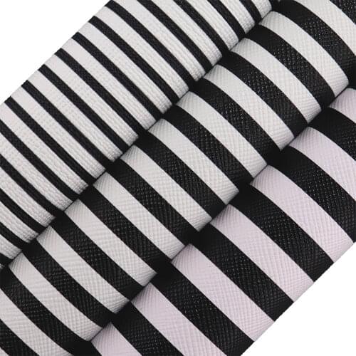 30x134cm Roll Black White Small Big Stripe Faux Leather Fabric For HandBag Craft DIY HM015