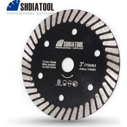 SHDIATOOL 1pc 3" Diamond Hot Pressed Ceramic Turbo Blade 75mm Fast Cutting Speed Cutting Discs Tickness 1.1mm