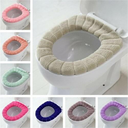 Bathroom Toilet Seat with Handle Closestool Washable Soft Winter Warmer Mat Pad Toilet seat Bidet Cushion Covers