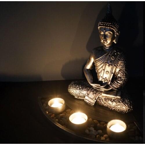 Sitting Buddha Candle Holder Statue Tealight Tea Light Candlestick Table