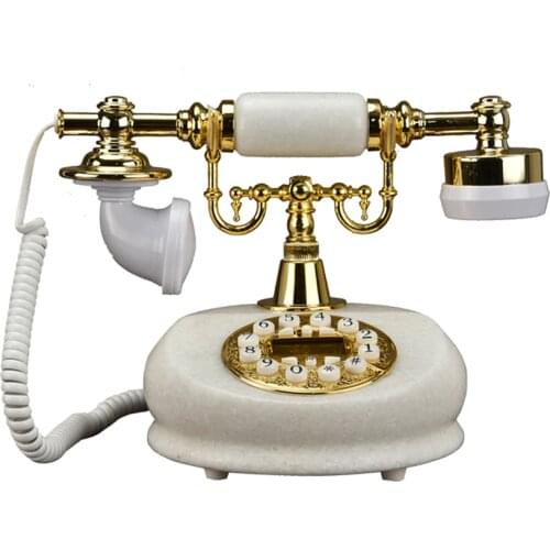 Vintage Telephone Landline, White Antique Retro Handset Desktop Wired Phone Landline with Caller ID, Retro Ringtones for Home