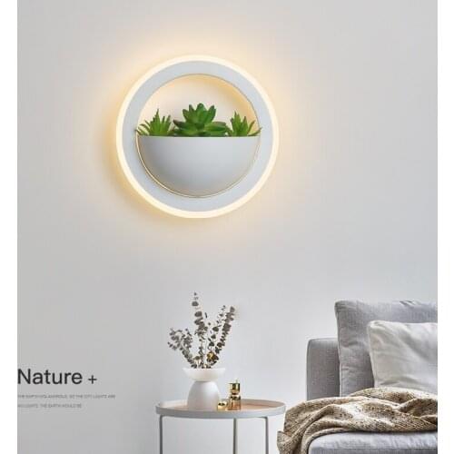 Nordic led wall lamp bedroom bedside lamp modern minimalist green creative plant wall lamp aisle decorative wall lamp ZM911