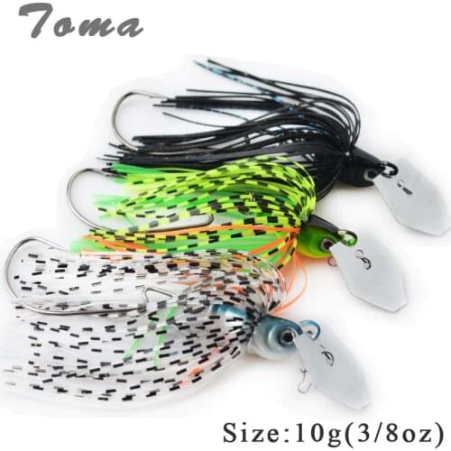 TOMA 3PCS/lot Lead Head Spinner Buzzi Bait Fishing Lures 3/8oz Colors Silicone skirt Spinnerbait Metal Lure With Crank hook