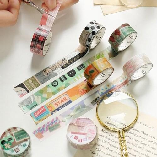 Vintage Travel Washi Tape Retro Holiday Themed Japanese Decorative Tapes Cute Art Scrapbook Sticker Tape For Crafts Planners