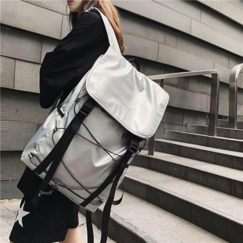 Waterproof Oxford Big Travel Backpack Silver Knapsack Bag for Lady Men Couples Backpack More Useful School Books Bag