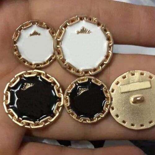 High-end metal buttons with log stamp on back 10 pieces a lot golden drop white black clothing jewelry buttons clothing accessor