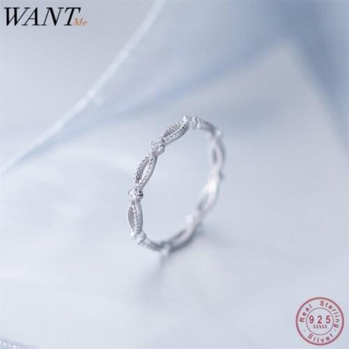 WANTME Trendy Minimalist Oval Geometric Hollow Rings for Women Real 100% 925 Sterling Silver Party Wedding Jewellery Accessories