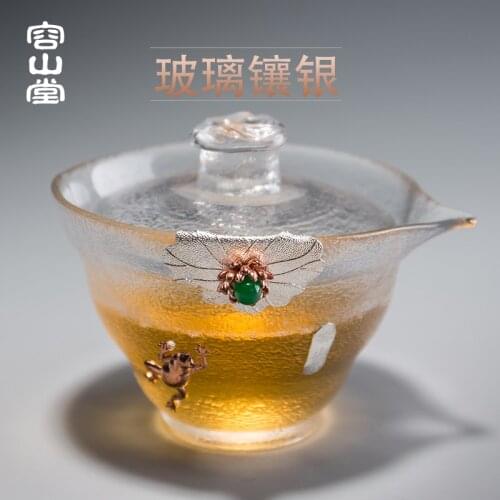 Hall original gift silver tureen large thickening heat-resistant glass tea cup hand grasp pot points kung fu tea set