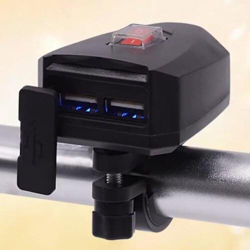 Motorbike Phone Charger Dual USB Waterproof Quick Charging Phone Charger Adapter for Motorcycles On-Board Sockets- Accessories