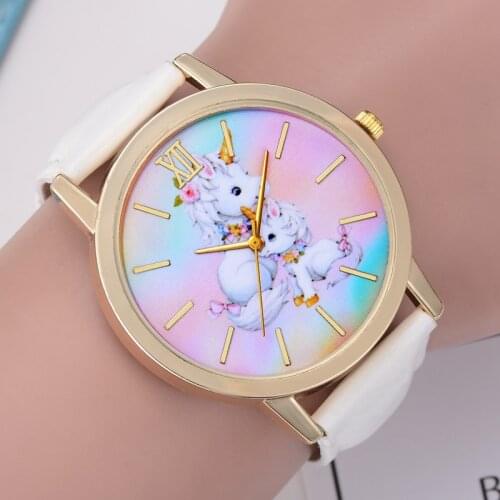 Relogio Feminino 2019 Relojes Cartoon Children Watch Double Unicorns Pattern Watches Fashion Kids Cute Leather Quartz Watch Girl
