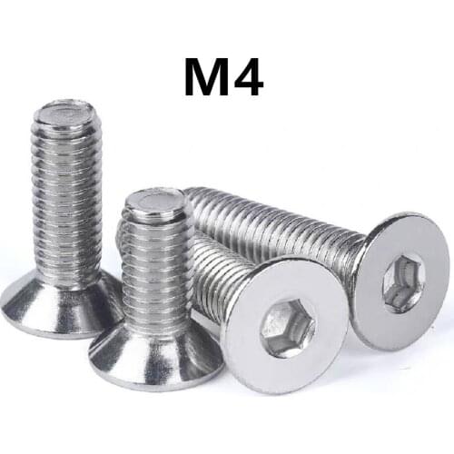 100pcs/lot M4x6/8/10/12/14/16/18/20/25/30/35/40mm DIN7991 Stainless steel hexagon socket countersunk / flat head screw GB70.3