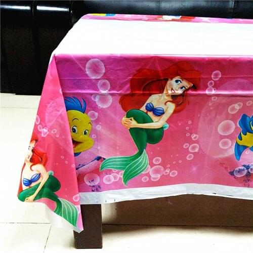 108cm*180cm Mermaid Party Supplies Table cloth For Kids Girls Ariel Theme Birthday Festival Party Decoration Plastic Table cover