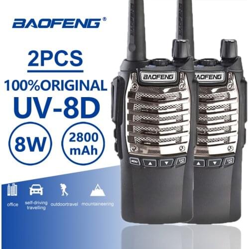 2pcs Baofeng UV-8D Handy Walkie Talkie Dual PTT 8W UHF 2800mAh Long Standby Portable Ham Radio UV 8D CB Radio Two Way Radio UV8D