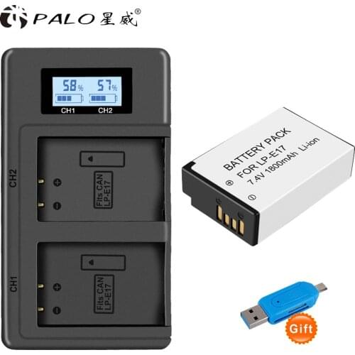 PALO LPE17 LP-E17 LP E17 camera battery For Canon EOS 750D 200D 760D EOS T6i T6S M3 M5 X8i 8000D KISS X8i with LCD Charger