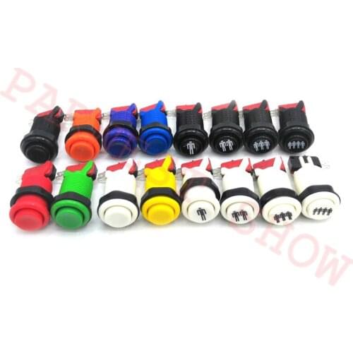 1PC 28mm American Arcade Buttons with Micro Switches Long Happ Style Push Button White 1P/2P buttons for Jamma MAME Games Parts