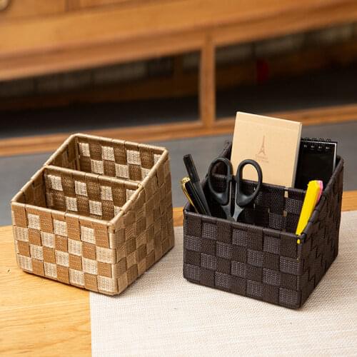 American office storage box multifunctional living room bedroom cosmetic dressing table hand-woven stationery storage box