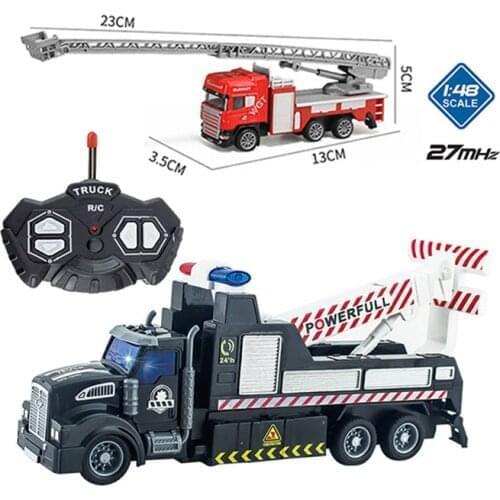 22CM RC Car Radio Remote Control Truck Crane Rescue Trailer Tow Toy with Small Trucks Toys Modles for Kids Boys Christmas RC012