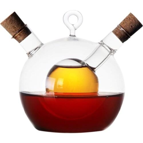 2-In-1 Double Layer Bottle Sauce Oil Vinegar Dispenser Glass Bottle Condiment Seasoning Sealed Kitchen Storage Biological