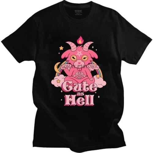 Trendy Baphomet T Shirt Men Short Sleeves Cotton T-shirt Graphic Occult Devil Satan Goat Lucifer Tees Fashion Tshirt