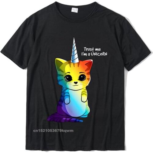 Caticorn T Shirt Unicorn Cat Women Rainbow Fashionable Top T-Shirts Tops Tees For Men Hip Hop Cotton Funny T Shirt