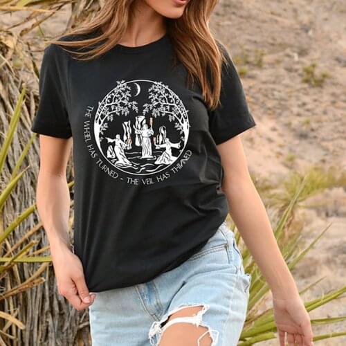 Women T-shirt Sassenach Samhain Druid Dancers Wicca Gothic Witch Graphic T Shirts 90s Vintage Streetwear Clothing Ladies Tops