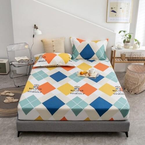100% cotton Fitted Sheet 140x200cm Mattress Cover Printing Bed Sheets With Elastic Band Double Queen Size Bedsheet