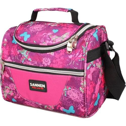 Canvas Cooler Shoulder Lunch Bag Kids Handbag Women Cute Printing Thermal Insulated Picnic Box Food Fresh School Bento Bag Girls