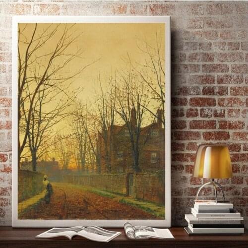 Artwork Oil Painting Grimshaw Late October Art Silk Fabric Poster Print Home Wall Decor 12x16 18x24 24X32 Inches Free Shipping