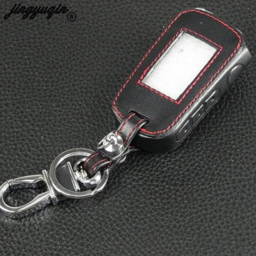 Jingyuqin Leather Key Case for Starline A92/A94/V62/A62/A64 Key Fob Two Way Car Alarm LCD Remote Control Keychain Cover