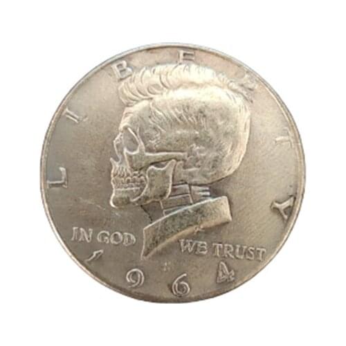 Hobo Creative 1964 Kennedy Silver Half-Dollar Skeleton Zombie Skull Hand-engraved Copy Coin