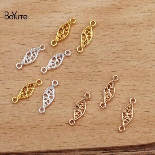 BoYuTe (200 Pieces/Lot) 5.5*17.5MM Alloy Leaf Charms Connector Materials Factory Supply DIY Handmade Jewelry Accessories