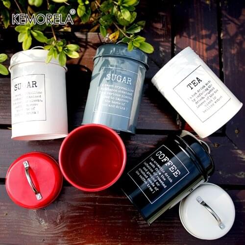 Metal Colorful Seal Jar Storage Tank Cover Steel Kitchen Classical Desktop Storage Bottle Case Home Coffee Sugar Tea Container