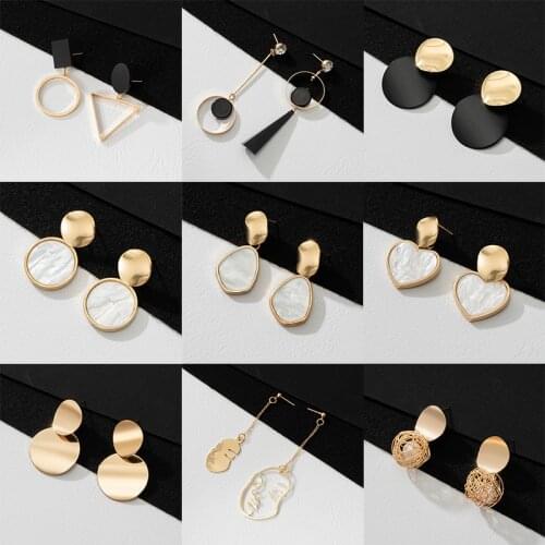 Fashion Statement Drop Earrings For Women Korean Vintage Geometric Round Hanging Earrings 2021Trend kolczyki Female Jewelry Gift