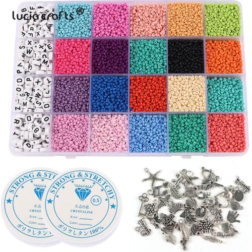 300-18060pcs Glass Seed Beads Started Kit Small Craft Beads with Tool Kit for DIY Craft Bracelet Jewelry Making Supplies D1403