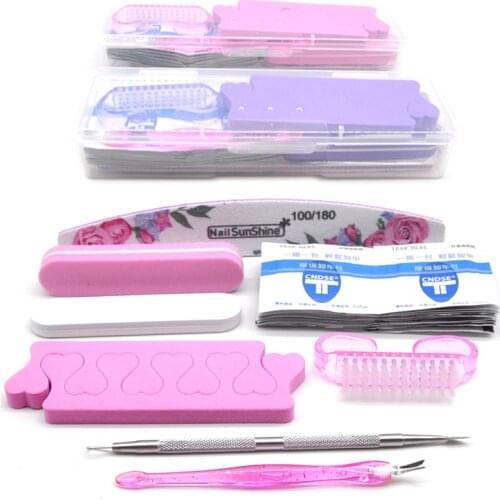 1 Set Nail Files Kit UV Gel Nail Polish Cleaner Nail Art Care Tools Buffer Nails Art Soak Off Napkins Manicure Tool With VIP Box
