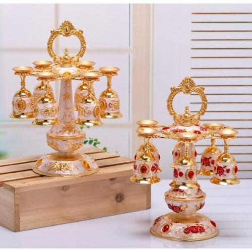 Glass Wine Glass Set Home European Metal Hanging Wine Rack Crystal Wine Glass Holder Fashion Exquisite Cup Table Decoration