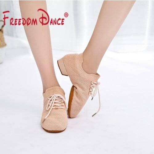 Socks Dance Shoes For Women Knitting Breathable Super Light Dance Sneakers Latin Dance Shoes Jazz Shoes Solid Light Pink Black