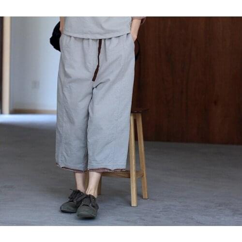 2021 autumn new leisure double-sided two-color loose and thin knitted denim straight pants wide leg pants 0901-5