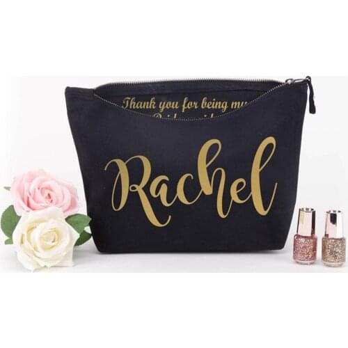 Personalized thank you gift Monogram glitter Makeup Bag will you be my gold Cosmetic Bag Valentines gift maid of honor proposal