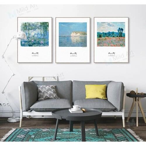 Claude Monet Impressionist Sea Landscape Poster Prints Flower Nordic Style Wall Art Picture Home Decor Canvas Oil Painting Gifts