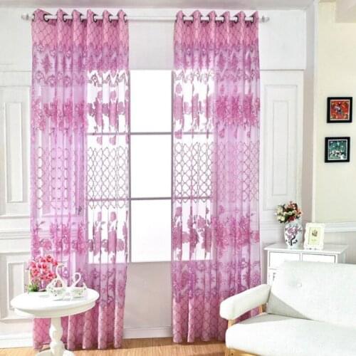 European Style Sheer Curtains Lily Flower Pattern Half-shading Gauze Jacquard Curtains For Living Room Bedroom Panels Home Decor