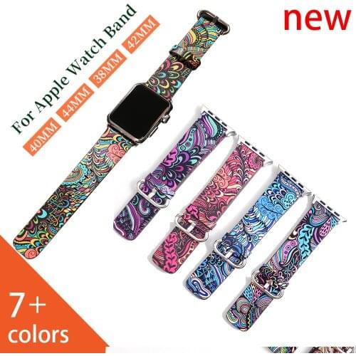 For Apple watch Series 6 5 New Leather bohemian Painted Band 44mm 40mm band for iWatch 6 5 42mm 38mm Strap Bracelet watchbands