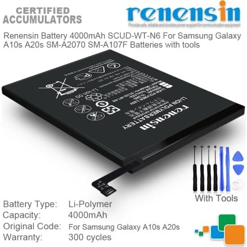 Renensin Battery 4000mAh SCUD-WT-N6 For Samsung Galaxy A10s A20s SM-A2070 SM-A107F Batteries with tools